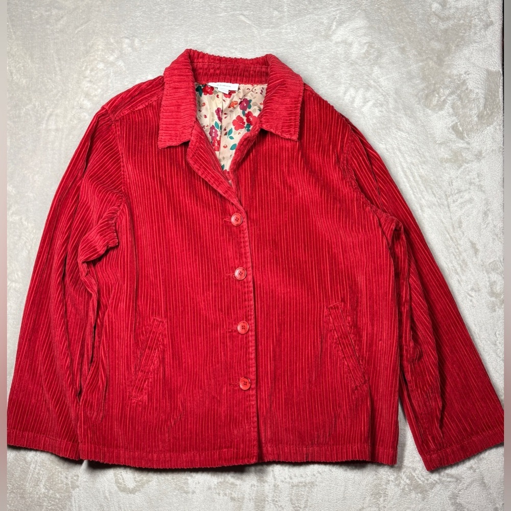 Dress Barn Red Corduroy Button-Up Jacket